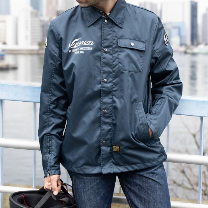 vanson ネイビー バイクジャケット　本物L VANSON（バンソン） SVS2605S コーチジャケット バイク 2026年春夏