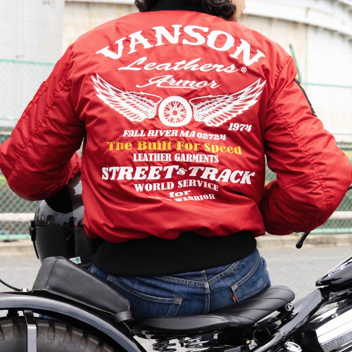 VANSON（バンソン） VS26108W MA-1ジャケット バイク 26-27年秋冬