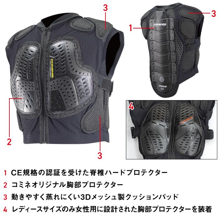 komine コミネ プロテクター 胸背中用M、L 肘用 膝用 4種類セット