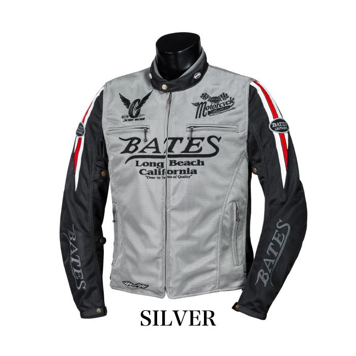 BATES バイク ジャケット Ｌ メッシュ ライダース シルバー × ホワイト BATES（ベイツ） BJ-M2612VT メッシュジャケット バイク アメリカン