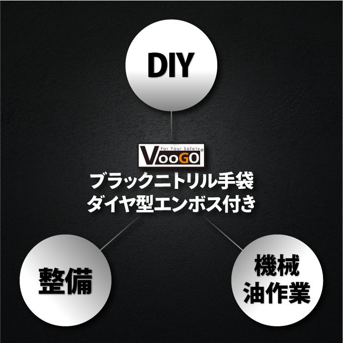 VooGo ブラック ニトリル手袋 50枚入り LLサイズ DIY 整備 機械油作業