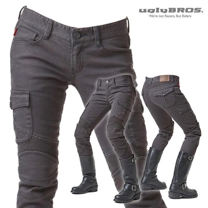 uglyBROS MOTO PANTS MOTORPOOL GirI レディース アグリブロス モータープール・グレー・ガール｜スキニーフィット CE