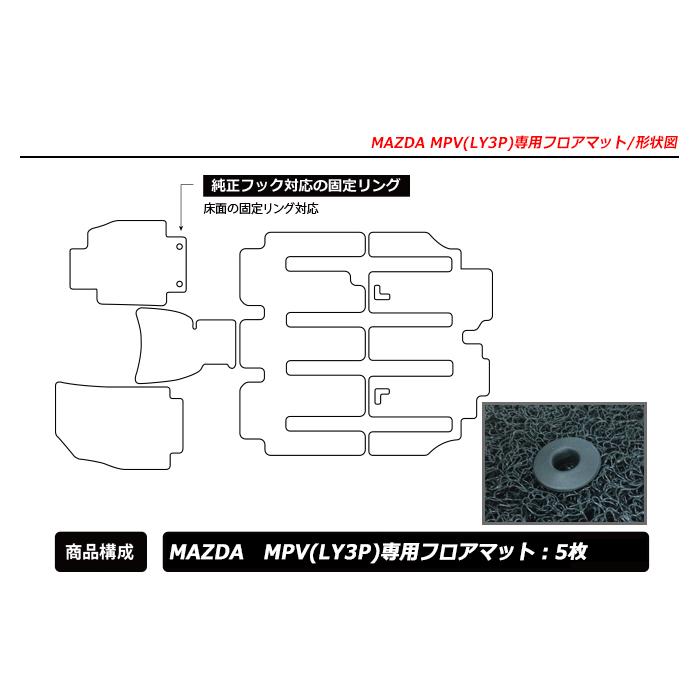 直送品 マツダ MPV LY3P(FF/7人乗り専用) フロアマット アンティル 