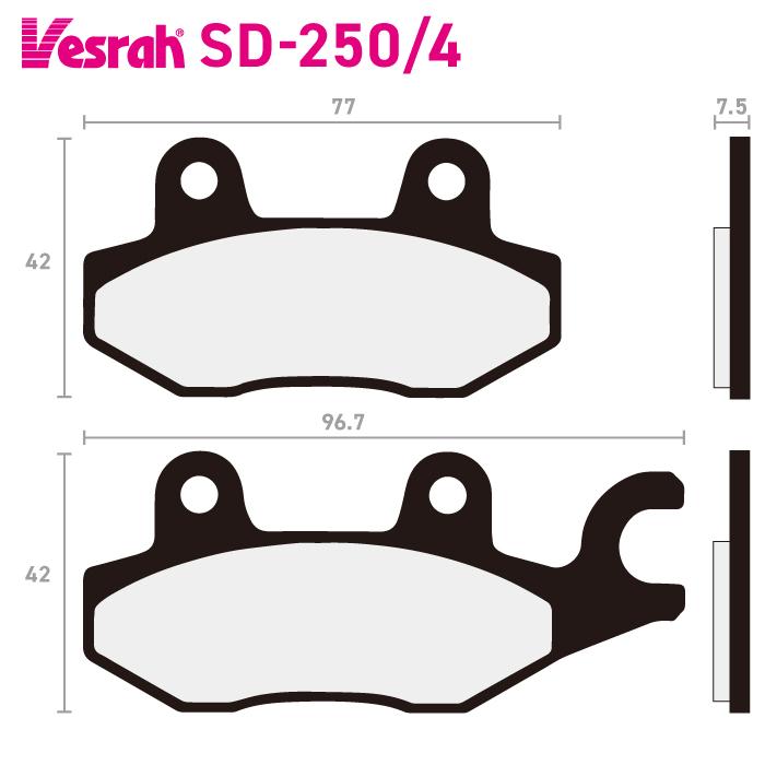 Vesrah ベスラ SD-250-4 レジンブレーキパッド バイク カワサキ BJ175
