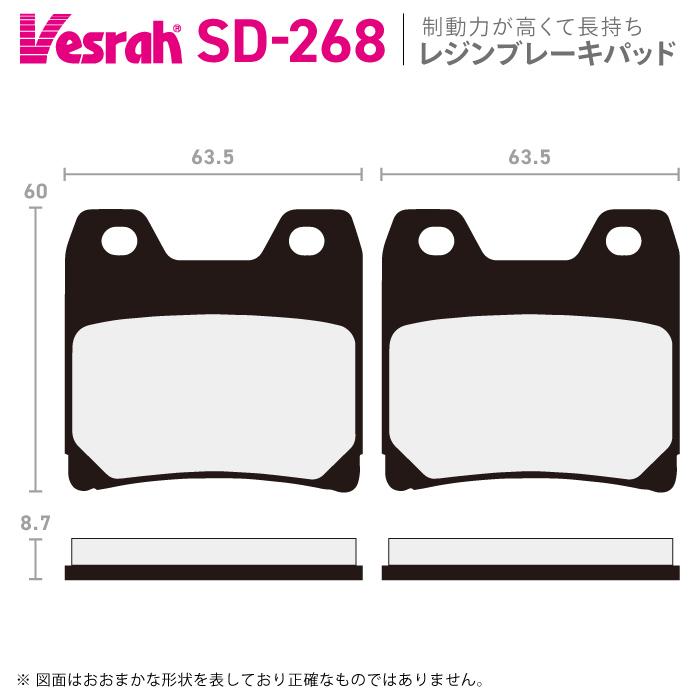 ベスラ SD268 レジンブレーキパッド バイク ヤマハ FZS1000 XJR1300 XJR1300C VESRASD268バイク用品の車楽 通販 Yahoo!ショッピング