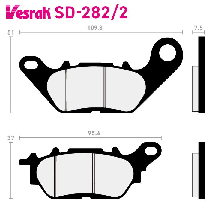 Vesrah ベスラ SD-282-2 レジンブレーキパッド バイク ヤマハ T115 ECD
