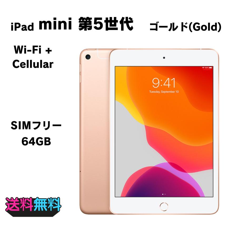 iPad mini ゴールド 64G本体 動作確認済み iPad mini 【動作確認・初期化済み】電池80％ SIMフリー Apple 第5世代