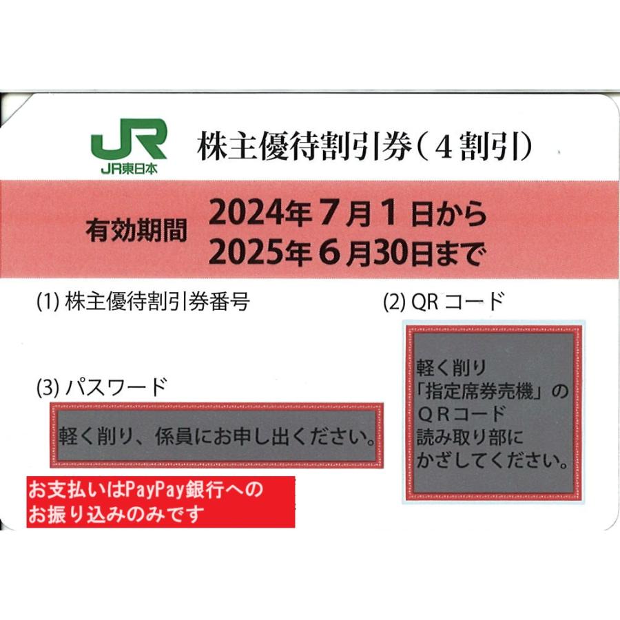 東日本旅客鉄道株主優待割引券(JR東日本)[40%OFF] 番号通知可 24年6月