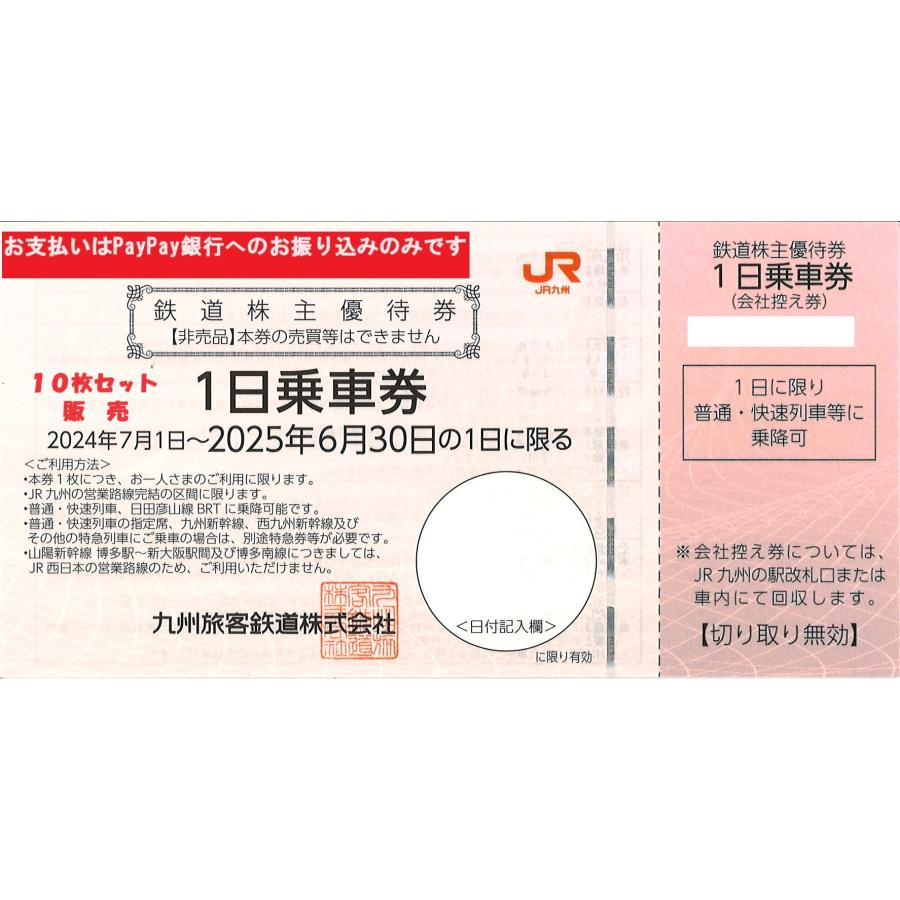 九州旅客鉄道(JR九州) 株主優待券 1セット(10枚綴り) JR九州株主