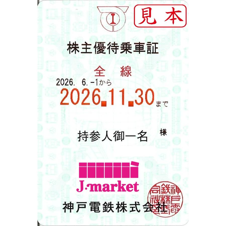 神戸鉄道/神鉄 株主優待乗車証定期券式(電車全線) 水色 2026年6月1日