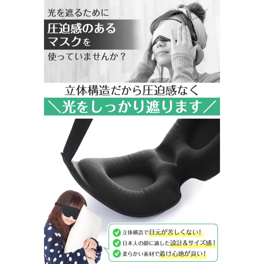 アイマスク 安眠用 遮光 マスク 圧迫感のない 立体構造 男女兼用 日本