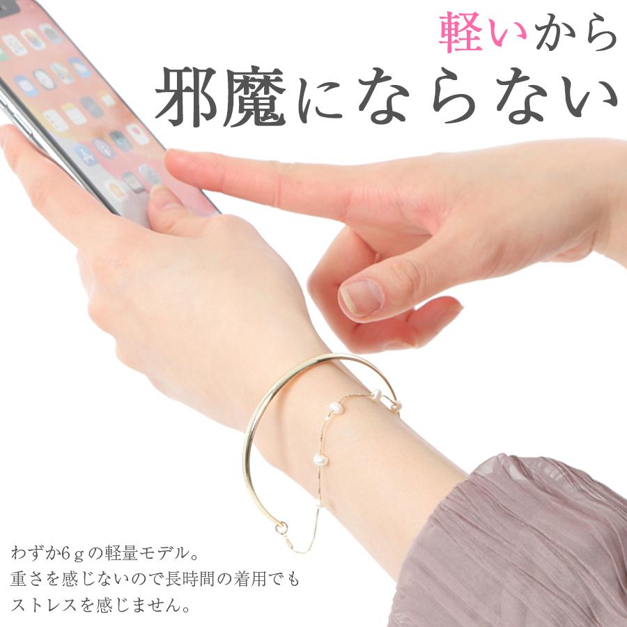 ブレスレット レディース 2連 バングル ゴールド パール