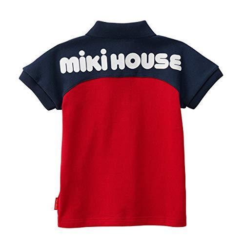 ミキハウス ポロシャツ 10-5503-459 男の子 女の子 日本限定モデル 肌触りがいい キッズ ロゴ 半袖 子供服 120cm 赤×紺 ベビー