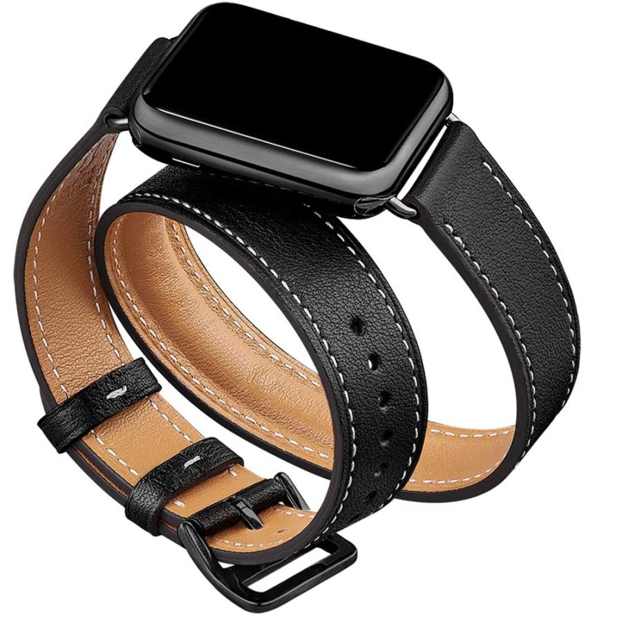 Apple Watch バンド Series 7 本革 レザー 二重まき型 45mm 41mm 6 SE 