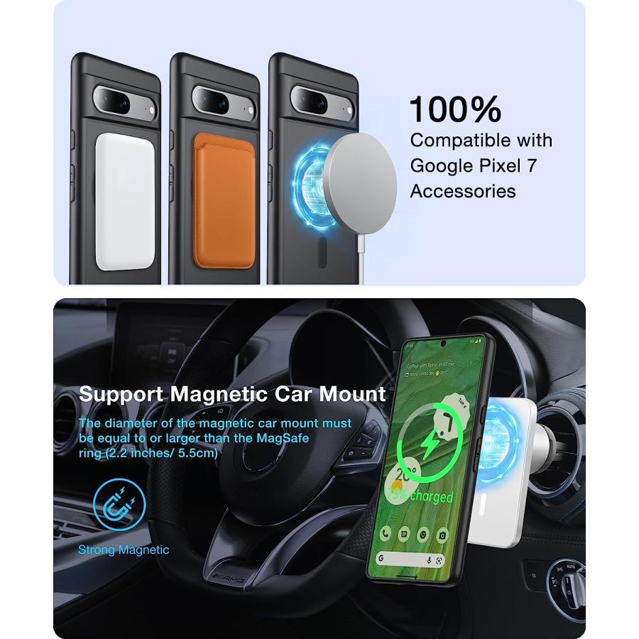 Pixel7 ケース Pro Magsafe対応 半透明 指紋防 耐衝撃 米軍MIL