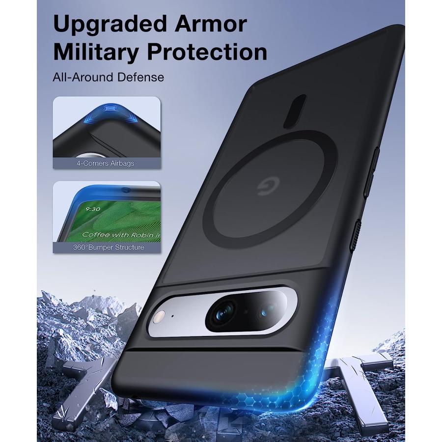 Pixel7 ケース Pro Magsafe対応 半透明 指紋防 耐衝撃 米軍MIL