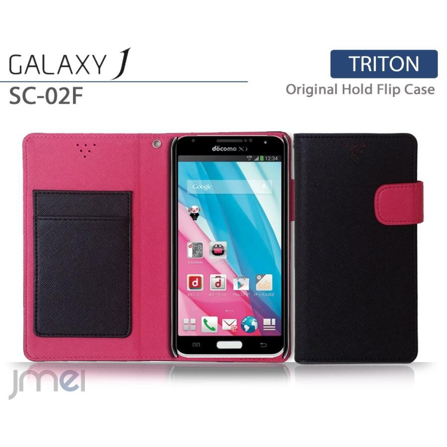 GALAXY J SC-02F ケース JMEIオリジナルホールドフリップケース TRITON ブラック　スマホ カバー docomo ギャラクシー  ドコモ スマホケース｜jmei