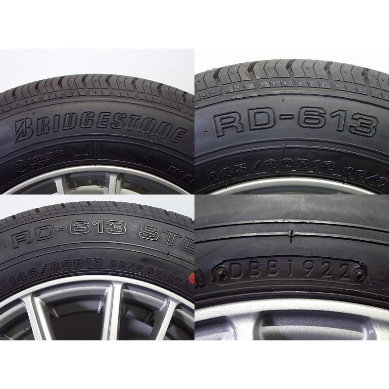 25〜31日P10倍 中古 145/80R13 88/86N LT サマータイヤ ホイール 4本セット ブリヂストン RD-613 1340+42-4H100 ウェッズ Gマッハフルーレ 13インチ｜jms-resalegarage｜08