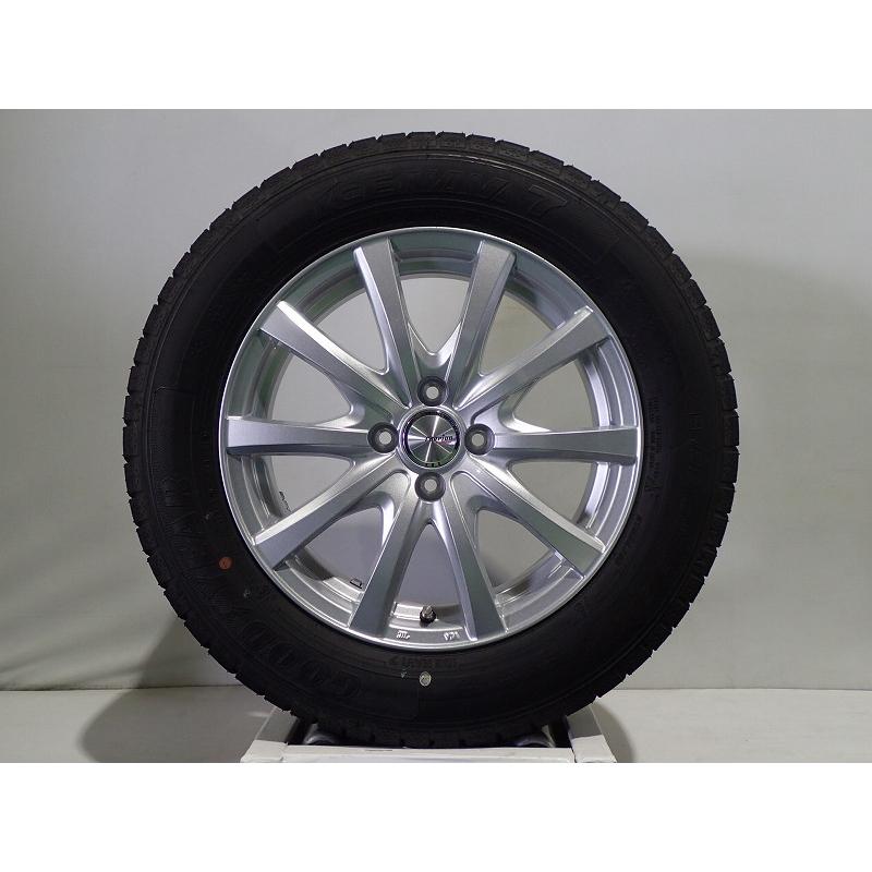 中古 195/65R16 スタッドレスタイヤ ホイール 4本セット グッドイヤー アイスナビ7 1660+424H100 ウェッズ ラブリオンRS01 16インチ 195/6516 