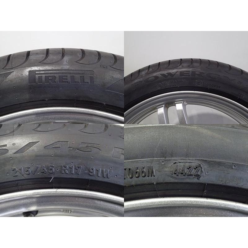 【4/25〜29P10倍】中古 215/45R17 サマータイヤ ホイール 4本セット ピレリ パワジー 1770+50-5H100 マルカサービス シュナイダー 17インチ 純正 ST 215/45-17｜jms-resalegarage｜09