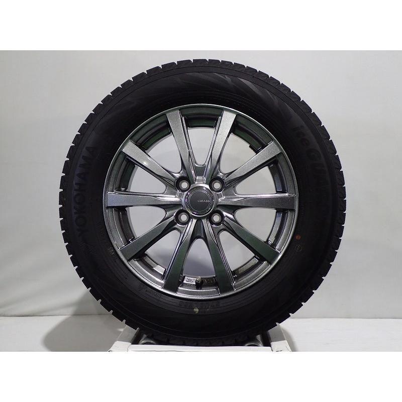 中古 185/65R15 スタッドレスタイヤ ホイール 4本セット ヨコハマ アイスガードIG70 1555+50-4H100 ヨコハマ グラス  15インチ 185/65-15｜jms-resalegarage｜02