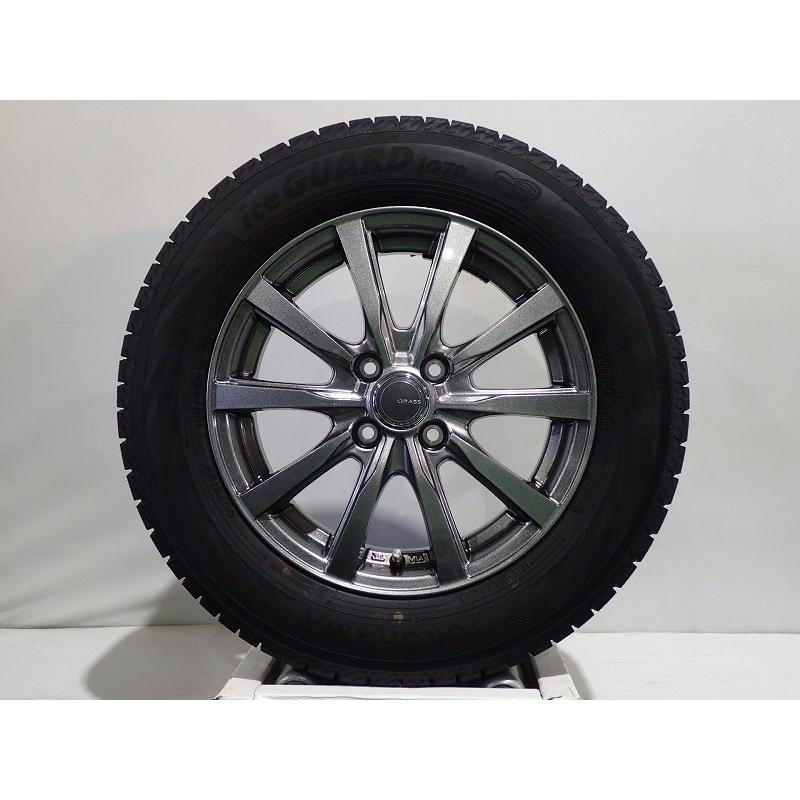 中古 185/65R15 スタッドレスタイヤ ホイール 4本セット ヨコハマ アイスガードIG70 1555+50-4H100 ヨコハマ グラス  15インチ 185/65-15｜jms-resalegarage｜03