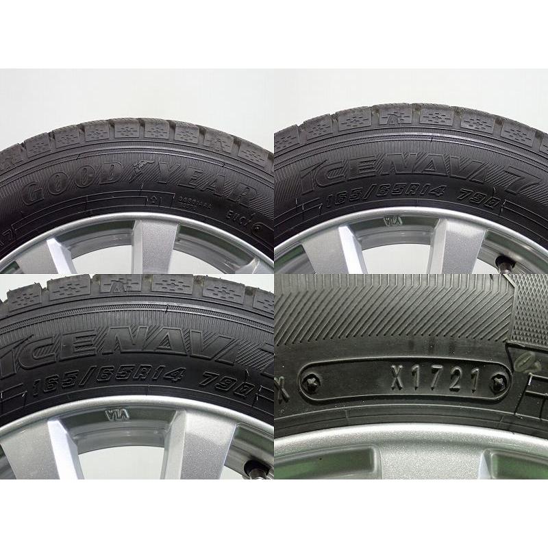 5/9〜15P15倍 中古 165/65R14 スタッドレスタイヤホイール4本セット グッドイヤー アイスナビ7 1455+38-4H100 ウェッズ ラブリオンRS01 14インチ 165/65-14｜jms-resalegarage｜09