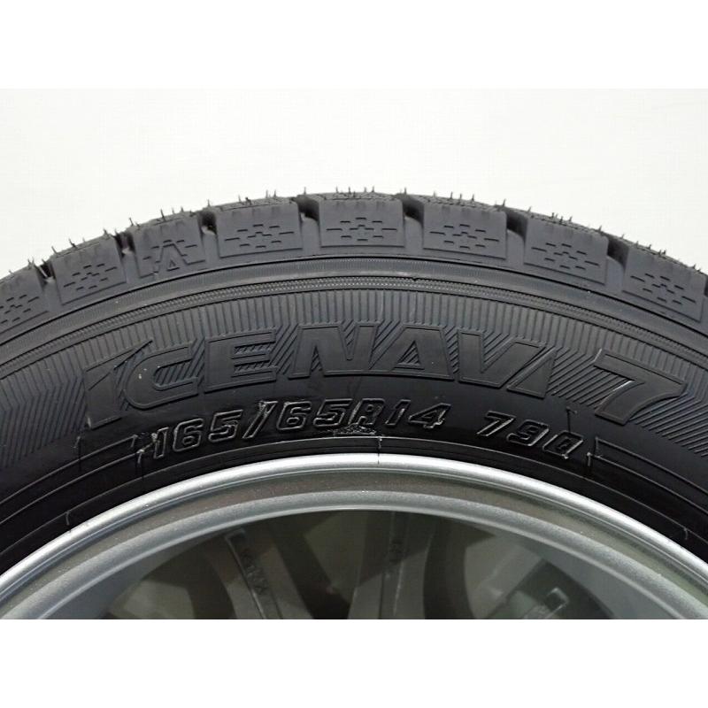5%オフCP!165/65R14 スタッドレスタイヤ アルミホイール 4本セット グッドイヤー アイスナビ7 1455+38-4H100 ウェツズ ラブリオンRS01未使用の画像