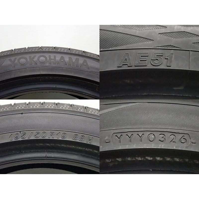 5%オフクーポン【中古】195/50R19 サマータイヤ 4本セット ヨコハマ ブルーアースGT AE51 ( 19インチ 新車外し 195/50-19 )の画像