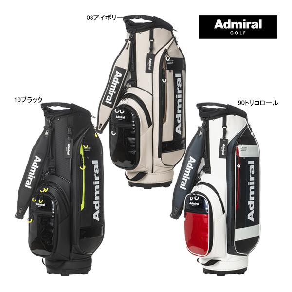 アドミラル ゴルフ メンズ キャディバッグ ADMG4BC5 カート CB Admiral Golf 9型 アイボリー ブラック トリコロール ネームプレート 25E 10PT ASR | Admiral Golf
