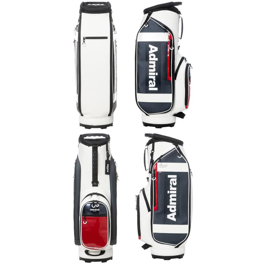 アドミラル ゴルフ メンズ キャディバッグ ADMG4BC5 カート CB Admiral Golf 9型 アイボリー ブラック トリコロール ネームプレート 25E 10PT ASR | Admiral Golf | 07
