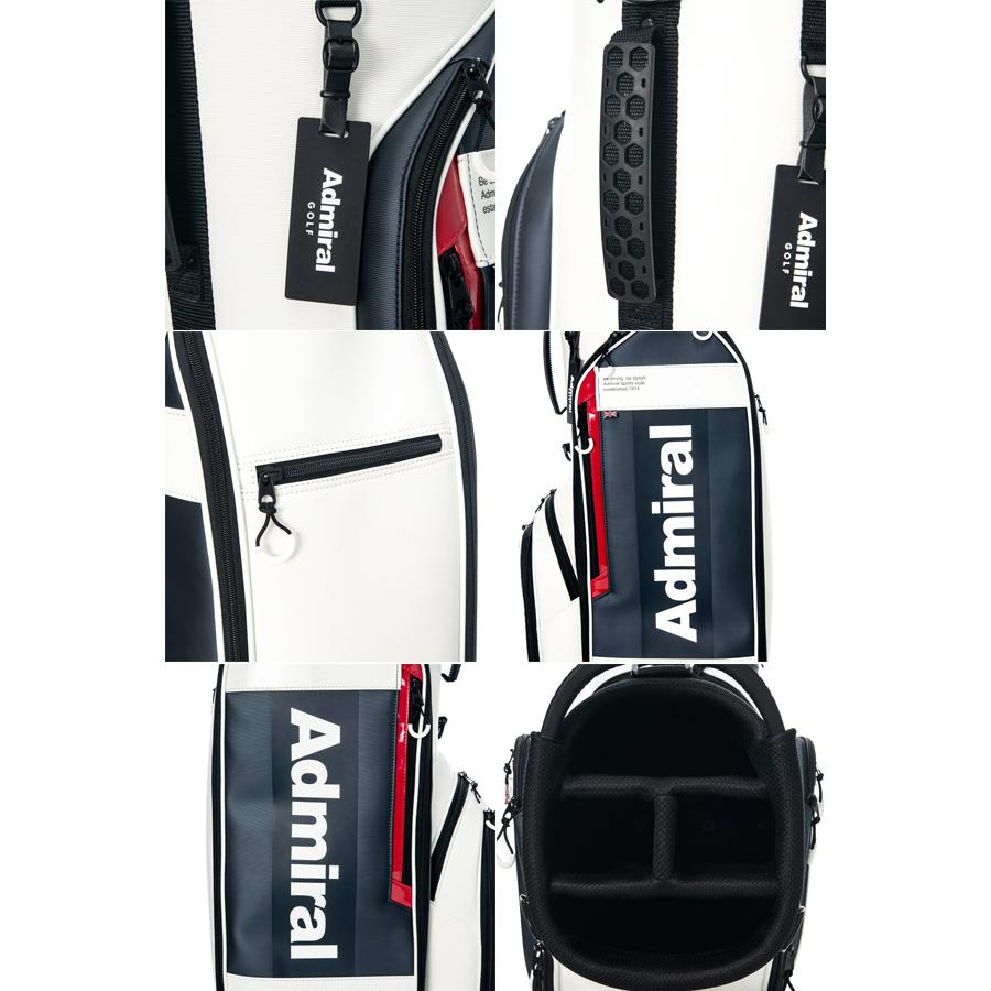 アドミラル ゴルフ メンズ キャディバッグ ADMG4BC5 カート CB Admiral Golf 9型 アイボリー ブラック トリコロール ネームプレート 25E 10PT ASR | Admiral Golf | 08