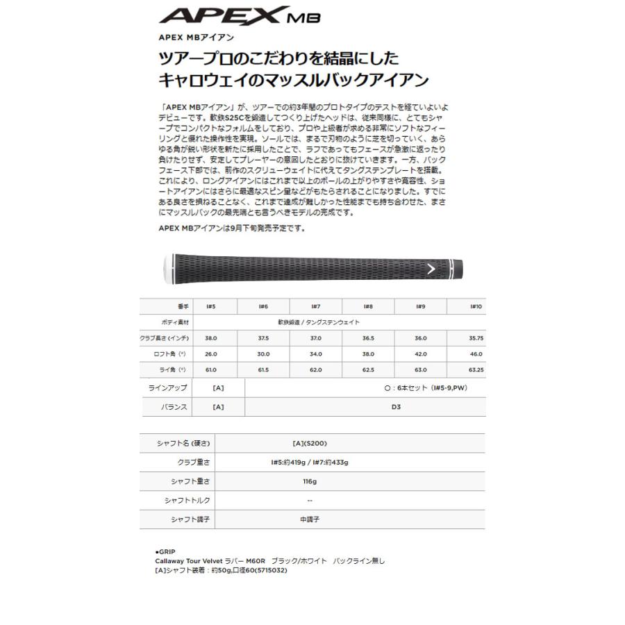 Callaway（キャロウェイ） 【23年モデル】 エイペックスMB アイアン6本
