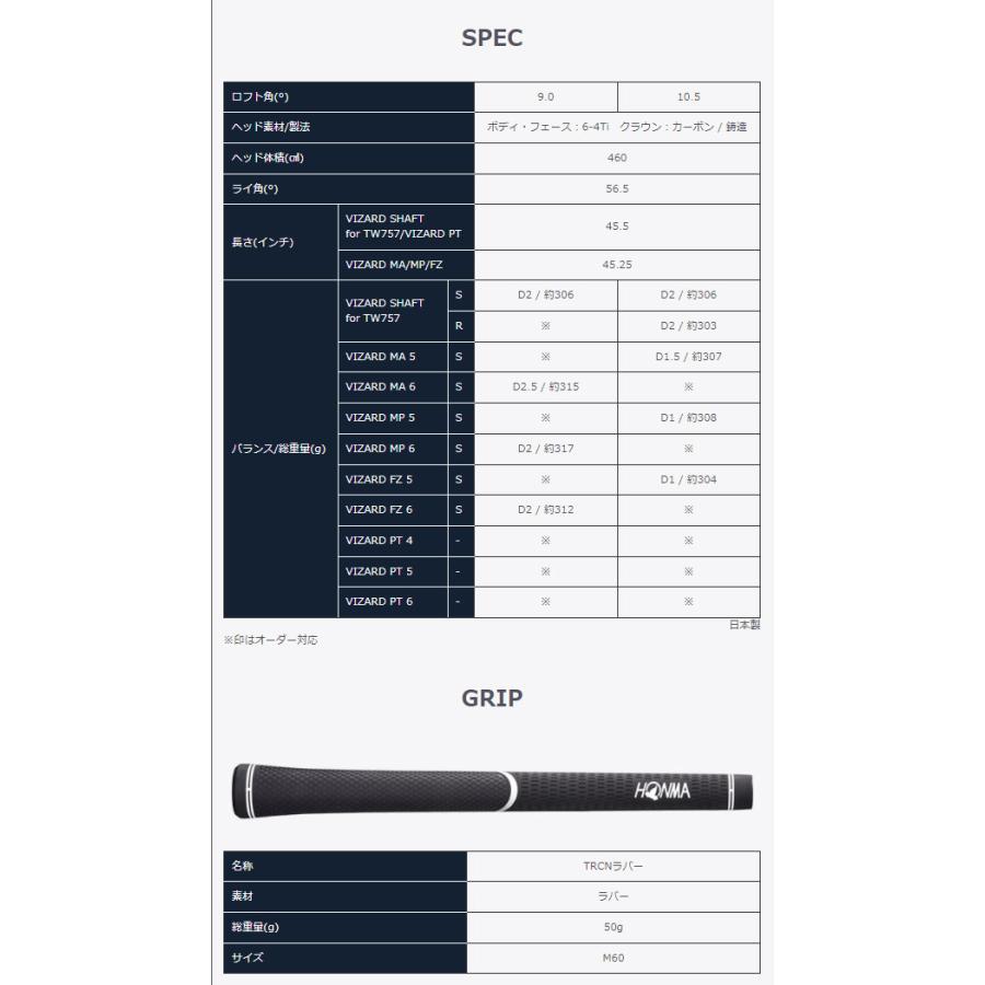 【22年モデル】本間ゴルフ ツアーワールド TW757 タイプD ドライバー [ヴィザード MP] オリジナルカーボンシャフト ホンマ HONMA T//WORLD｜jngolf2010｜07
