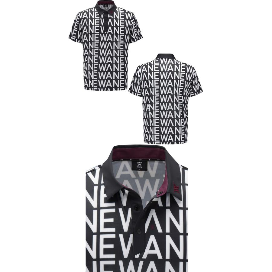 アニュー ゴルフ メンズ Tシャツ AGFMMTS53 SM ロゴ パターン ショート ANEW GOLF ロゴ 日常 半袖 ラウンド トップス 衿付 韓国 サマー ポロシャツ 25WT 10PTの画像