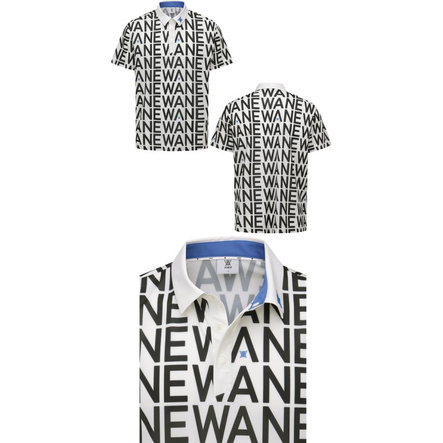 アニュー ゴルフ メンズ Tシャツ AGFMMTS53 SM ロゴ パターン ショート ANEW GOLF ロゴ 日常 半袖 ラウンド トップス 衿付 韓国 サマー ポロシャツ 25WT 10PTの画像