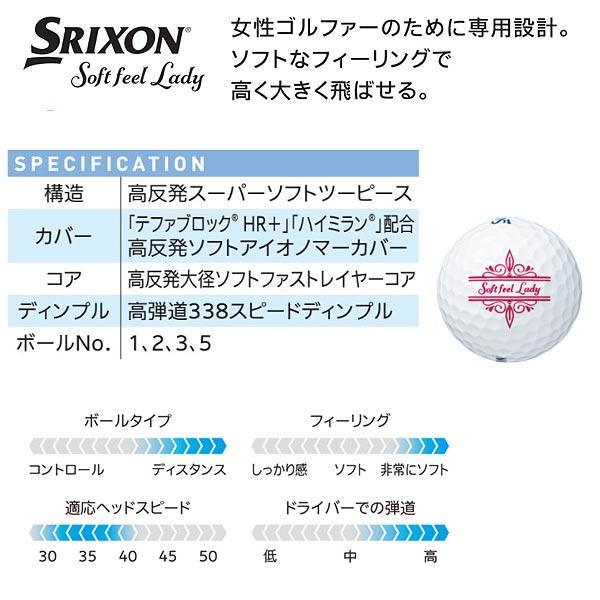 【ソッコーオウンネーム】【レディース】スリクソン ゴルフボール ソフトフィールレディ 1ダース(12球) SOFT FEEL LADY SRIXON DUNLOP ダンロップ｜jngolf2010｜06