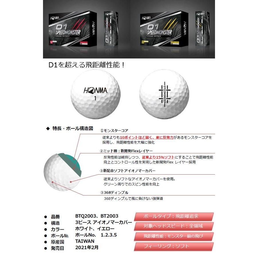 21年モデル 本間ゴルフ ホンマ D1 スピードモンスター ボール イエロー １ダース 12球入り Honma Ball Speed Monster Ys Hon D1 Sm Yl Japan Net Golf ヤフー店 通販 Yahoo ショッピング