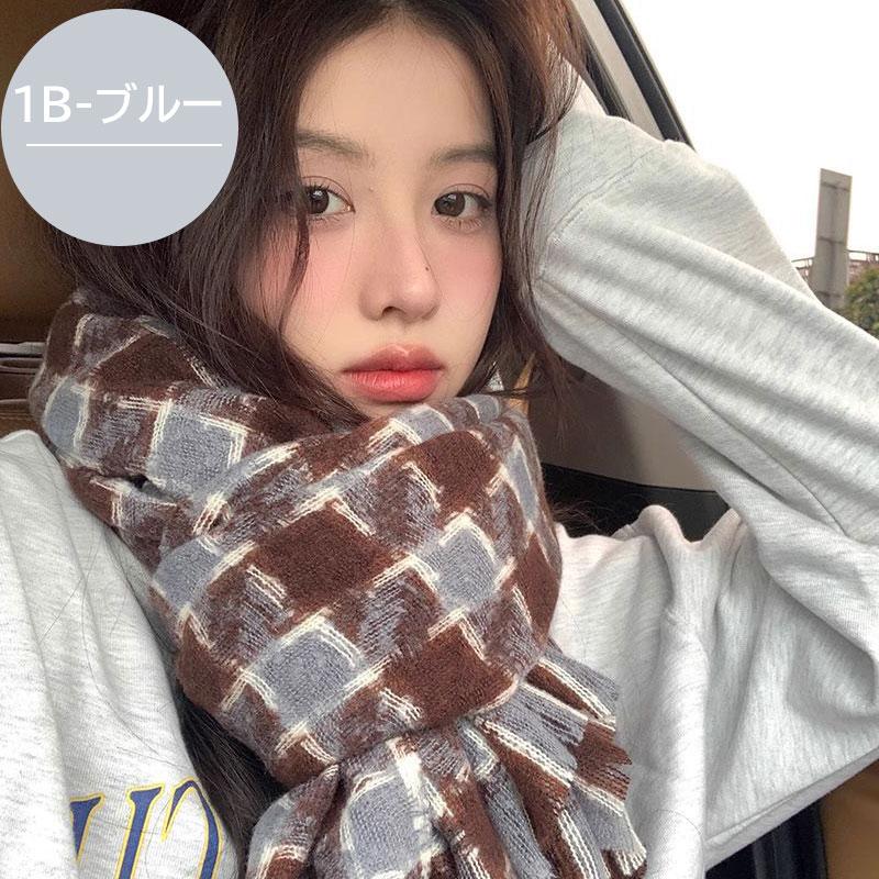 千鳥格柄 ストール 大判ストール フリンジ マフラー ショール 厚手