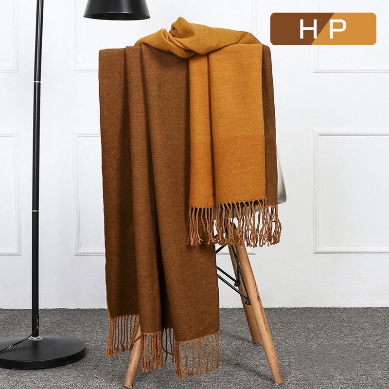 特価セール マフラー 大判ストール リバーシブル 厚手 フリンジ 無地