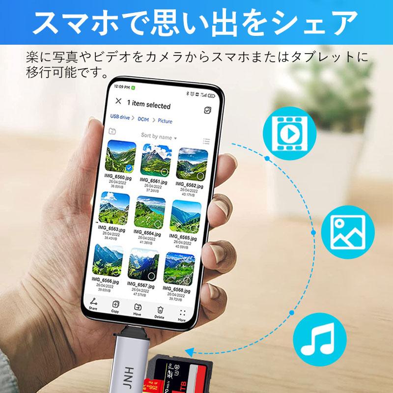 特価セール JNH SDカードリーダー USB 3.2 Gen 1 UHS-I DDR200モード Type-C OTG対応 5Gbps 190MB/ｓ 2-in-1 SDXC microSDXCカードリーダー 翌日配達 1年保証 | JNH | 09