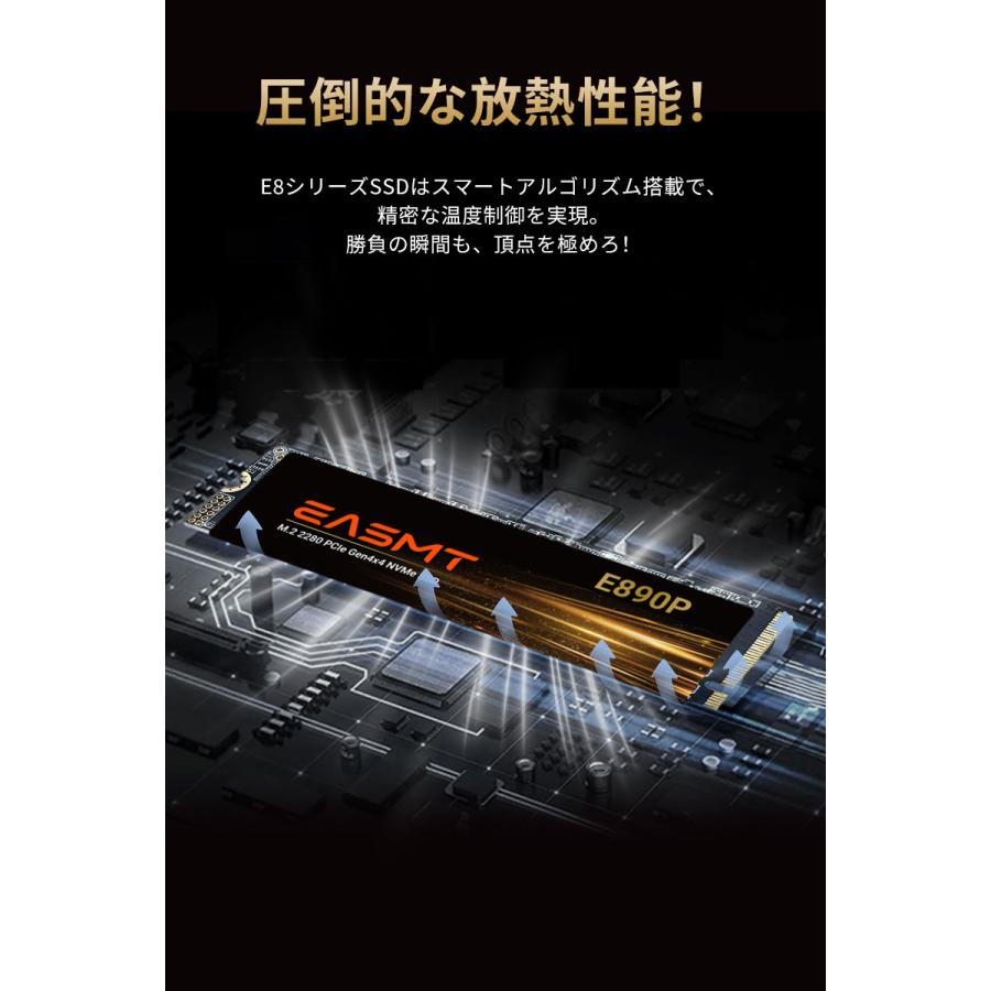 EASMT NVMe SSD 2TB 3D NAND TLC PCIe Gen 4x4 PS5 Pro/PS5 Slim/PS5動作確認済み R:7400MB/s W:6500MB/s M.2 2280 SSD 正規販売代理店品 5年保証 宅配便配送の画像