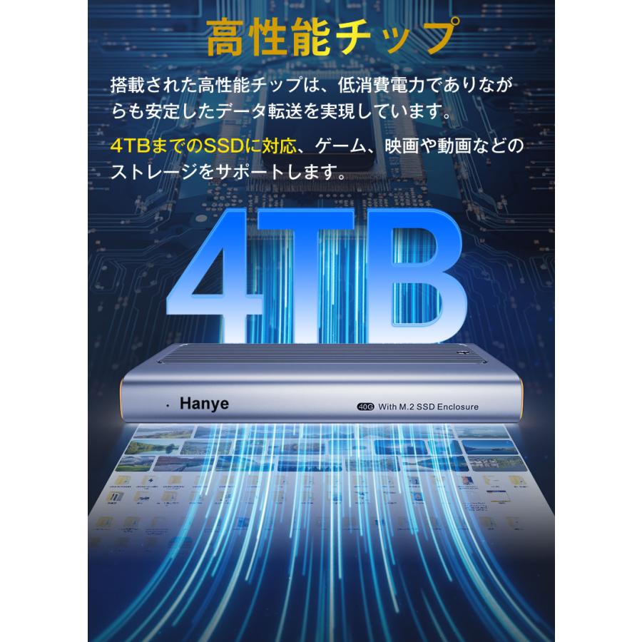 Hanye M.2 SSD 外付けケース USB4.0 NVMe M.2 SSDケース 40Gbps高速転送 熱伝導シート付属 2230/2242/2260/2280 アルミ筐体 翌日配達送料無料 | Hanye | 04