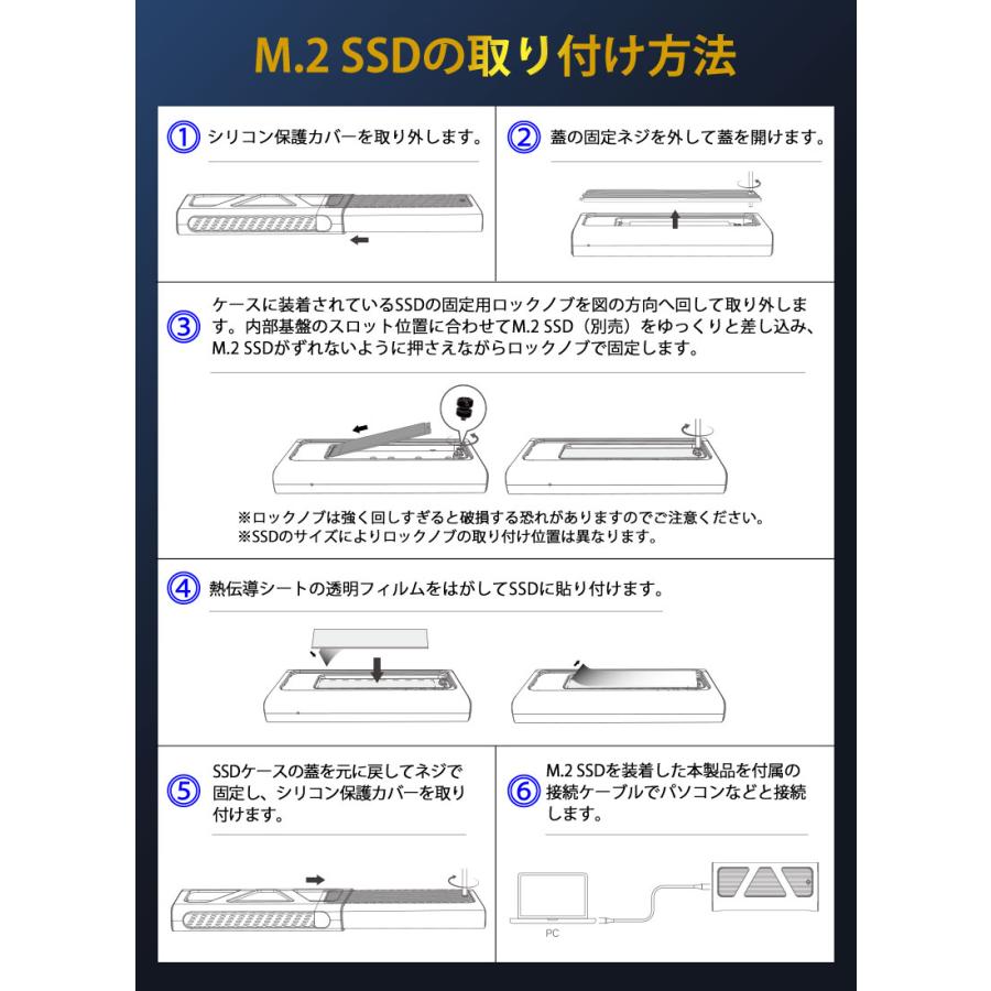 Hanye M.2 SSD 外付けケース USB4.0 NVMe M.2 SSDケース 40Gbps高速転送 熱伝導シート付属 2230/2242/2260/2280 アルミ筐体 翌日配達送料無料 | Hanye | 09