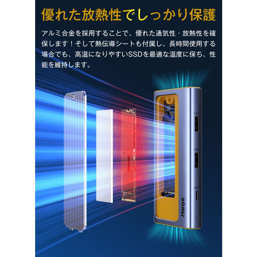 Hanye 4-in-1 M.2 SSD 外付けケース 10Gbps USB 3.2 Gen2 USB Cハブ高速データ伝送  M key SSD対応 M.2NVMe/SATA SSDリーダー USB A-C＆USB C-C 翌日配達 | Hanye | 05