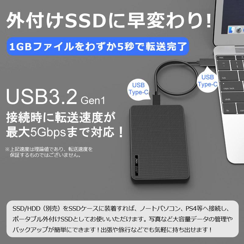 JNH製2.5インチHDD/SSDケース hddケース 2.5インチ USB3.2 Gen1 USB Type-Cドライブケース ハードドライブエンクロージャ 1年保証 翌日配達｜jnh｜03