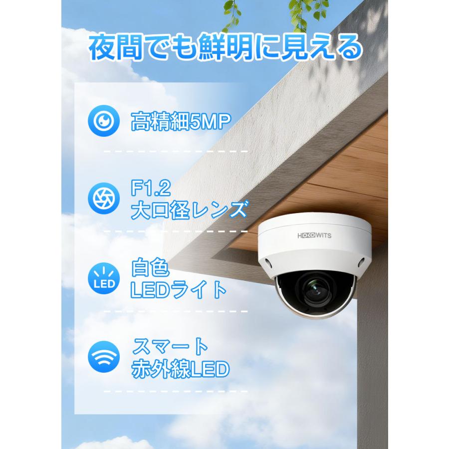HOLOWITS 5MP AI ドーム型ネットワークカメラ 電動ズーム2.7-12mm