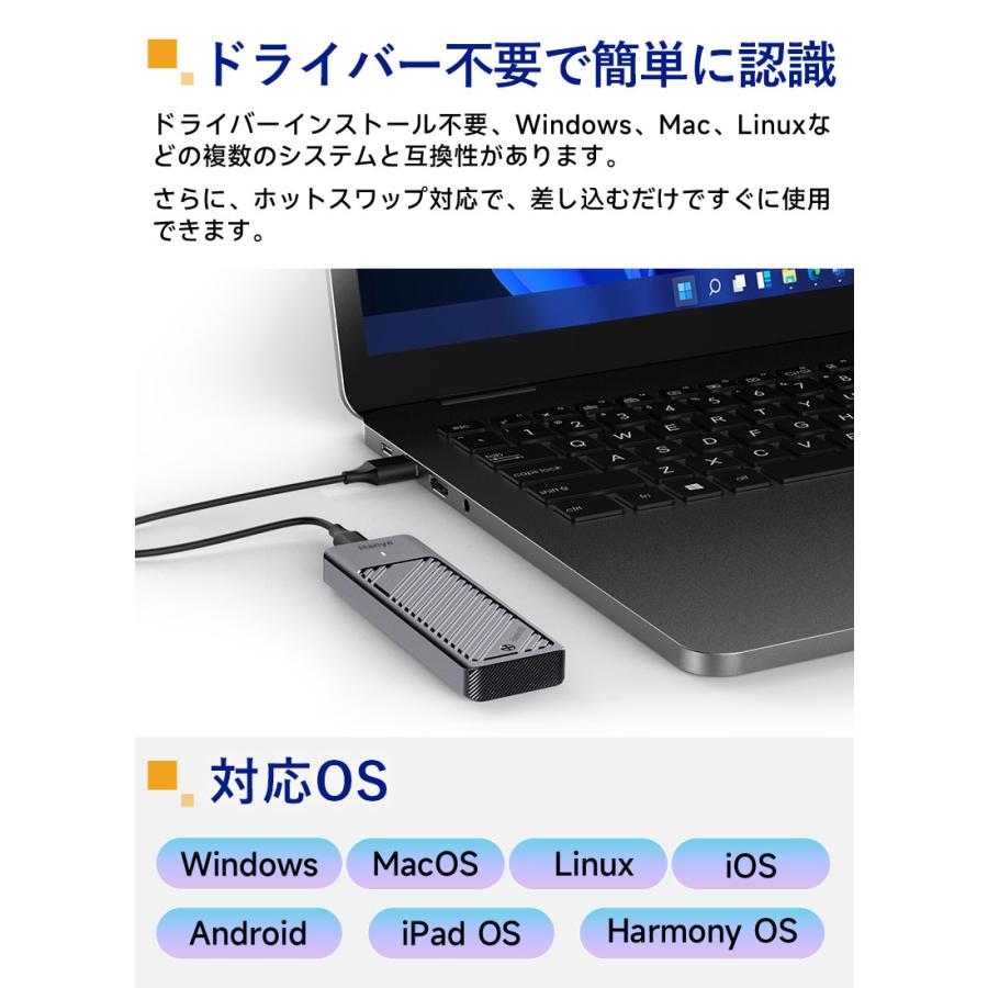 ポータブルSSD 外付けSSD 1TB USB 3.2 Gen2 10Gbps Type‐C Hanye USB A-C USB C-C 2本ケーブル付き 3年保証 翌日配達 PS4 PS5動作確認済 | Hanye | 06