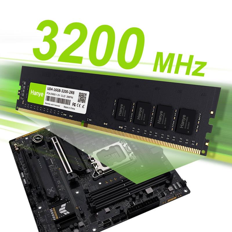 デスクトップPC用メモリ PC4-25600(DDR4-3200) 32GB(16GBx2枚)DIMM Hanye 1.2V CL22 288pin UD4-16GB-3200-2R8国内正規代理店品 5年保証送料無料翌日配達｜jnh｜03