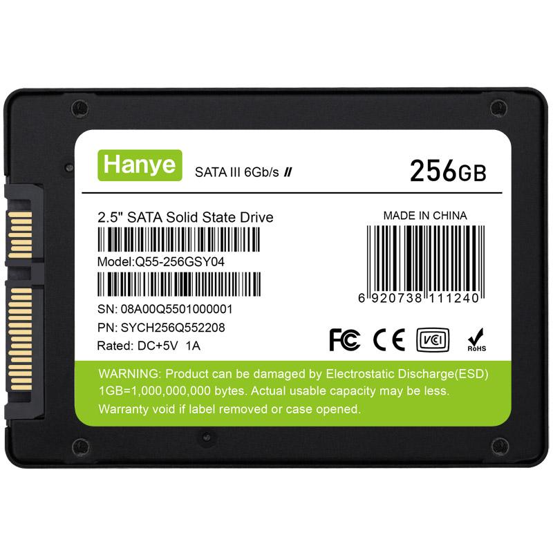 ポイント5倍 セール Hanye SSD 256GB 内蔵型 2.5インチ 7mm SATAIII 6Gb/s 520MB/s 3D NAND採用 Q55 アルミ製筐体 PS4検証済み 国内3年保証・翌日配達 送料無料｜jnh｜02